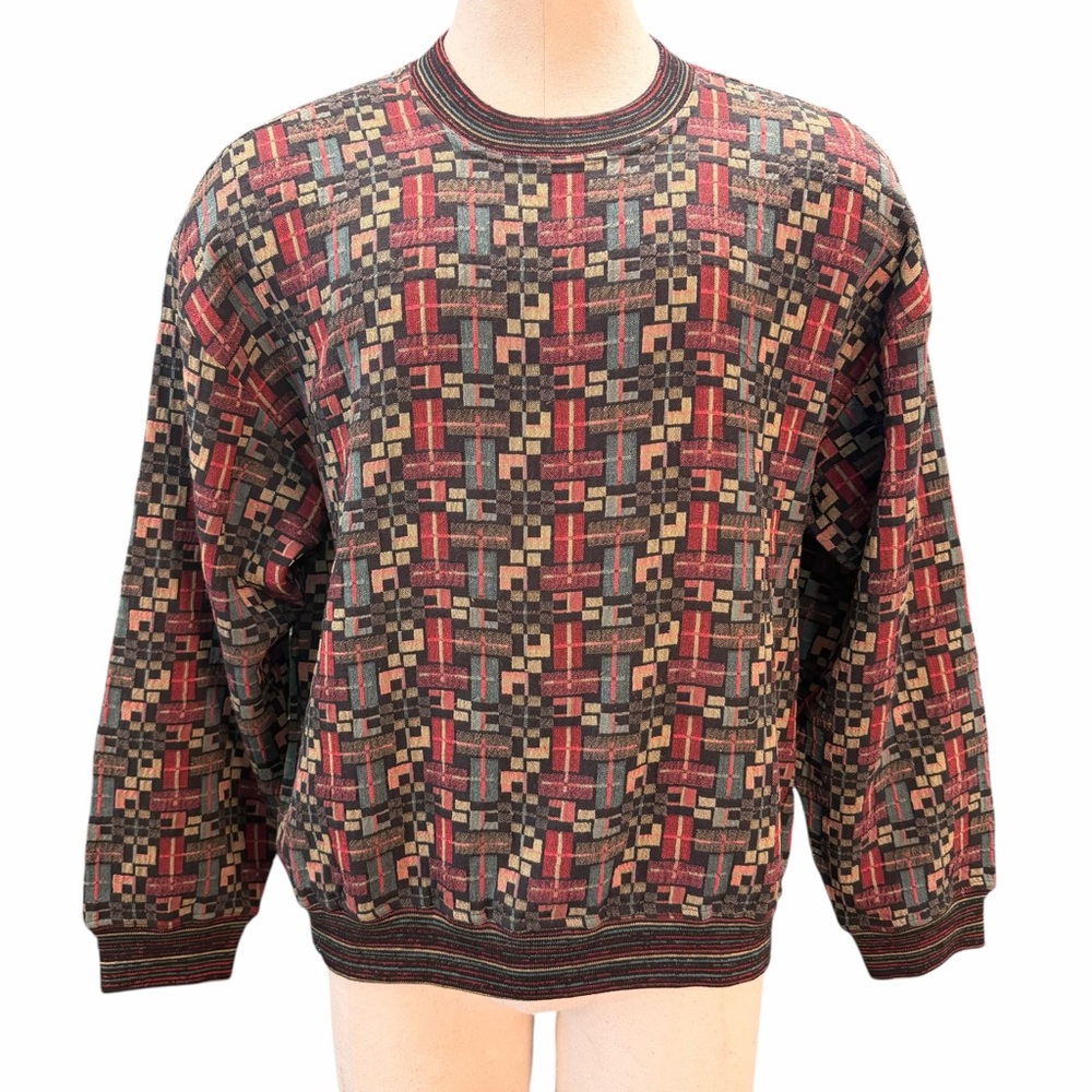 JHANE BARNES Geometric Jacquard Wool Blend Sweater –‎ Size XL